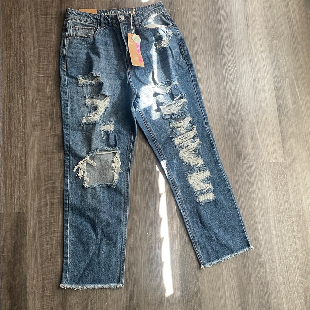 Distressed Blue Jeans